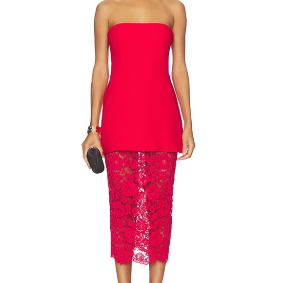 Amanda Uprichard Red Lace Mini Dress - Picture 4 of 5